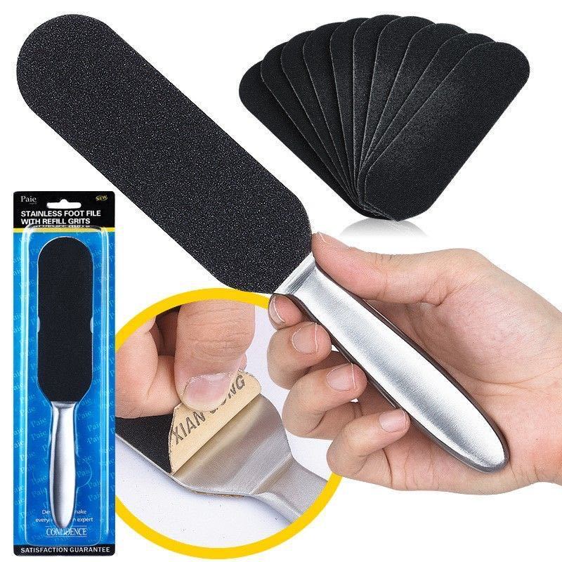 Stainless steel foot file large double-sided sandpaper foot rub dead skin removing calluses foot rub foot brush foot care