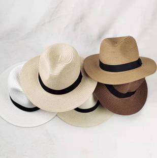 Summer Korean-style sun hat for men and women travel holiday sun hat wide brimmed top hat cowboy British beach hat straw hat