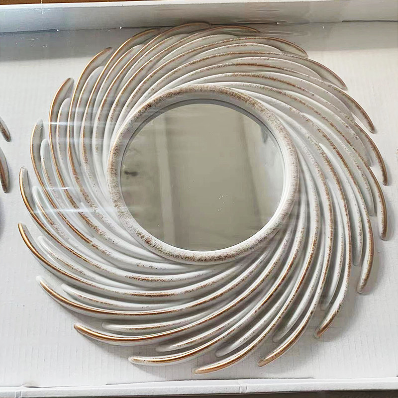 Modern background wall decorative mirror wall hanging wall decoration hallway bedroom bathroom wall metal wall Bird's Nest mirror pendant
