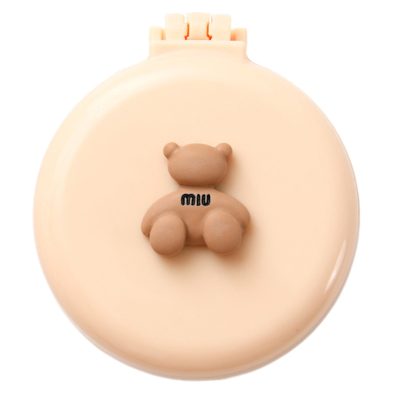 Cartoon Bear Folding Air Bag Comb Women's Portable Mini Cute Air Cushion Comb Massage Comb Mirror All-in-One Small Comb