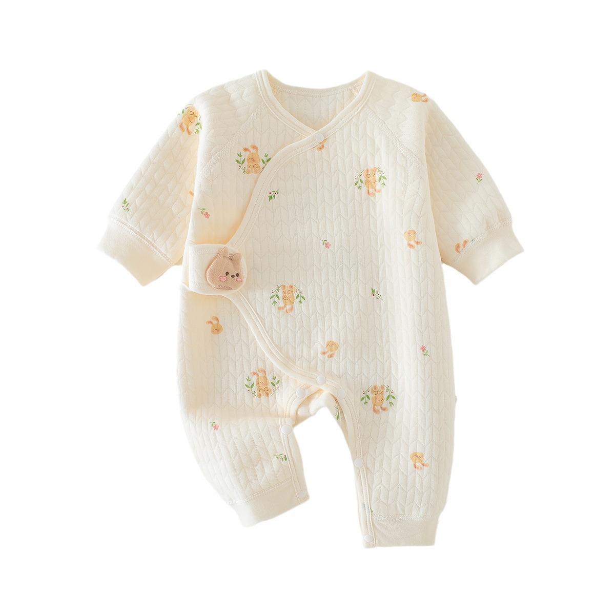 Baby Autumn and Winter Thin Cotton Air Layer Cotton Warm-keeping Class A Pure Cotton Boneless One-piece Warm-keeping Outgoing Clothing