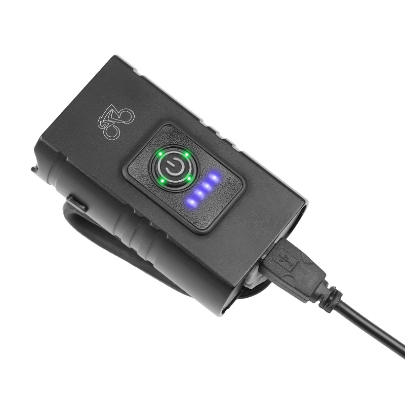 New 2T6 strong light bicycle light USB charging built-in battery power display bicycle headlight cycling light