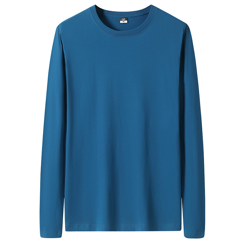 200g pure cotton men's long sleeve T-shirt spring and autumn trend loose pure white sweater base shirt autumn men's clothing