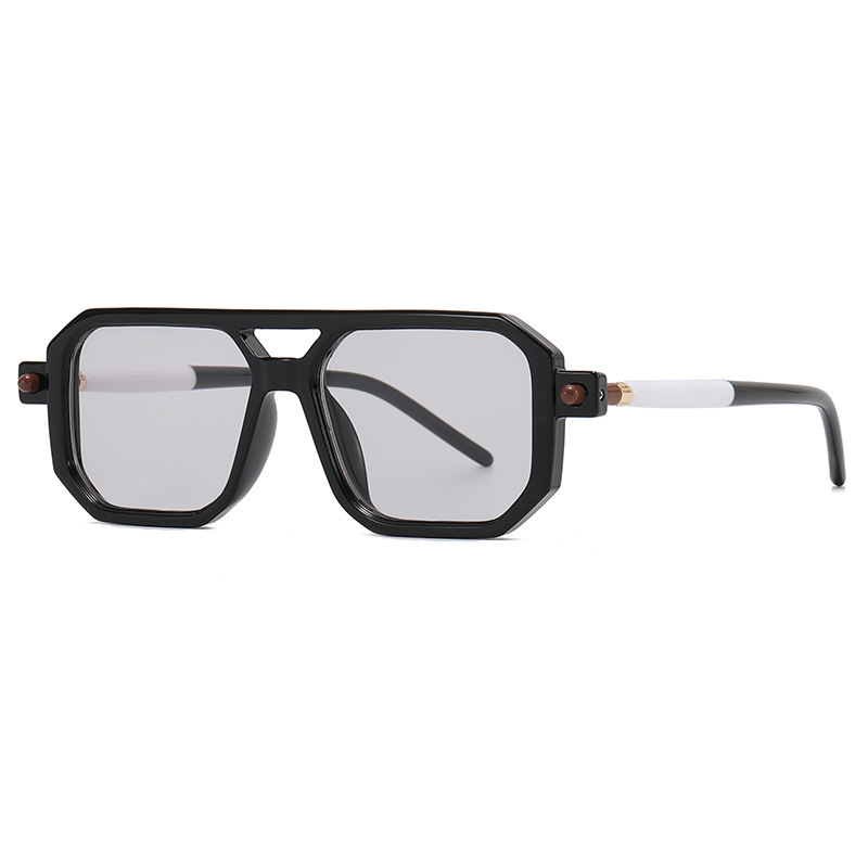 New European and American Fashion Jing Bairan Same Style Thick Frame Square Red Riding Book ins Double Beam Sunglasses Trendy Men's Sunglasses Women's Sunglasses