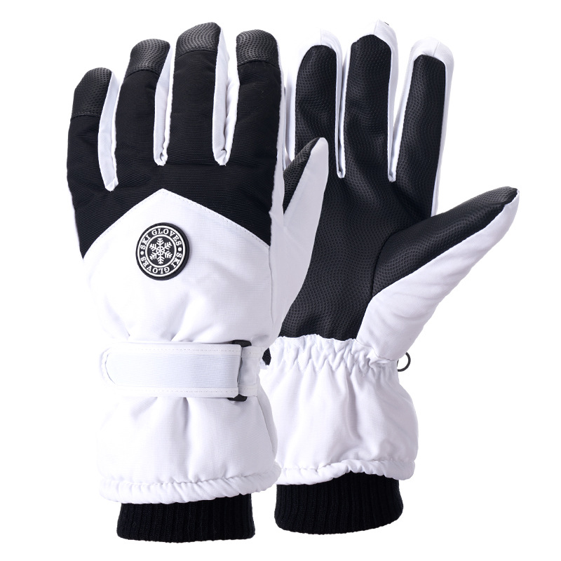 Outdoor skiing warm gloves men's and women's simple touch screen fleece-lined cold-proof windproof electric bike riding gloves winter