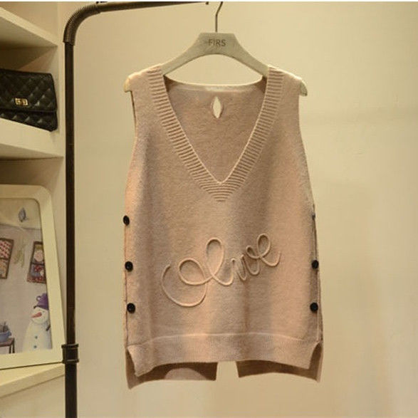 [In stock] vest women's short button knitted vest new fashionable loose spring and autumn all-matching