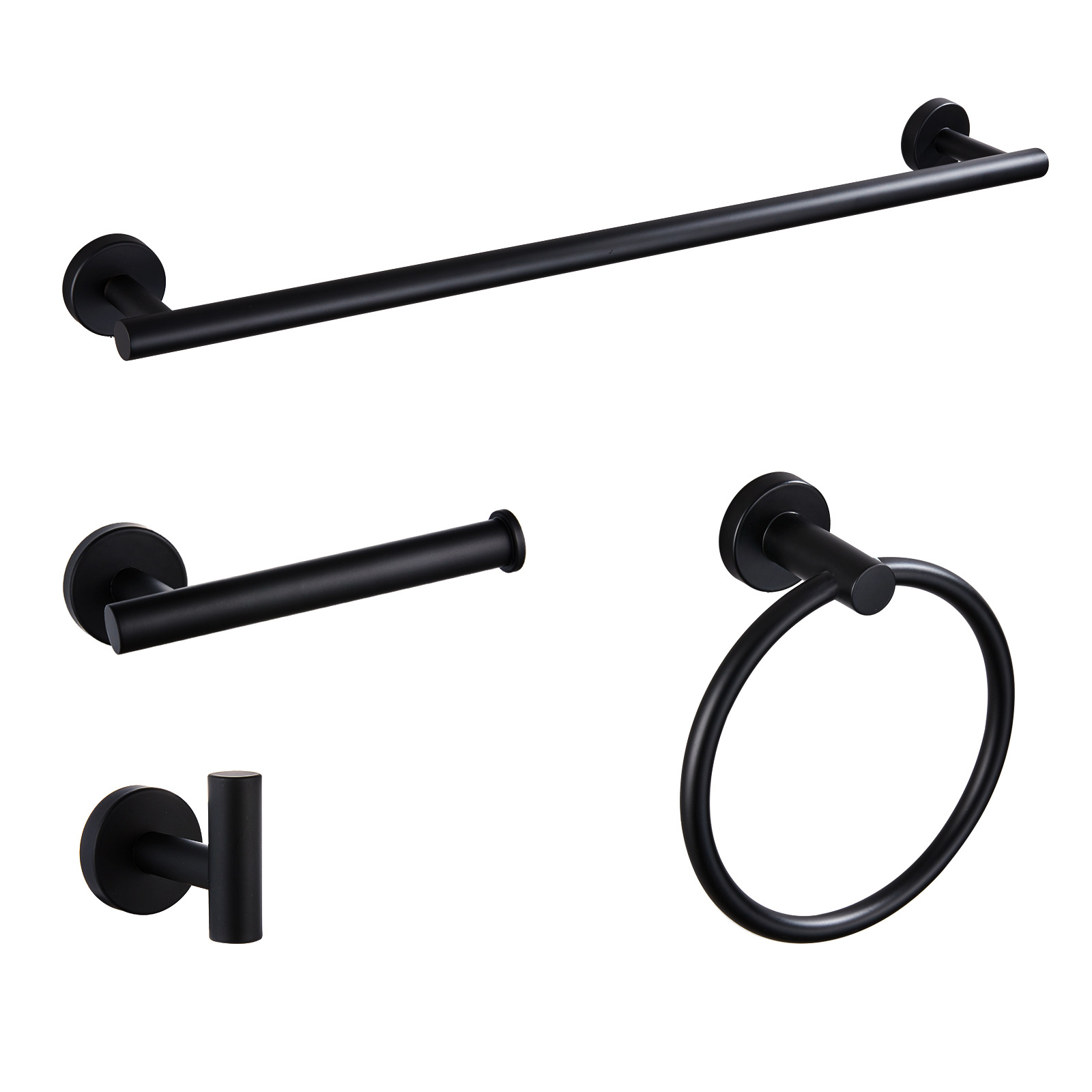 304 stainless steel cross-border bathroom suit toilet paper holder tissue rack towel ring hook black towel rack suit