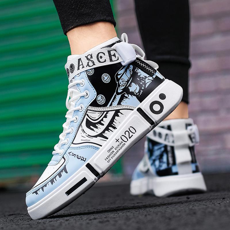2021 Spring and Autumn Boys Shoes Street Dance Shoes Children Boys Hip-hop Fashionable High Top Shoes Autumn Shoes Large Size Sneakers