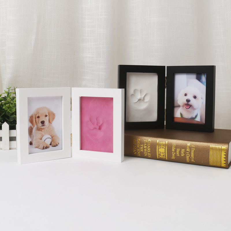 Dog Paw Print Cat Paw Print Commemorative Ink Pad Photo Frame Solid Wood Ornaments DIY Pet Souvenir Supply Batch Factory