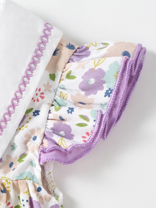 Baby Clothes Summer Baby Girl Full Moon Hundred Days Floral Wrap Fart Clothes Baby Girl Summer Dress Western-style Baby's One-piece Clothes