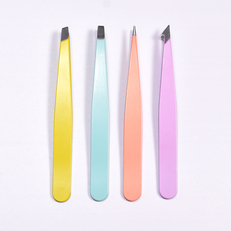 現物卸売りステンレスピンセット眉修理ツール偽まつげクリップ眉鉗子4点セット皮付きセット|undefined