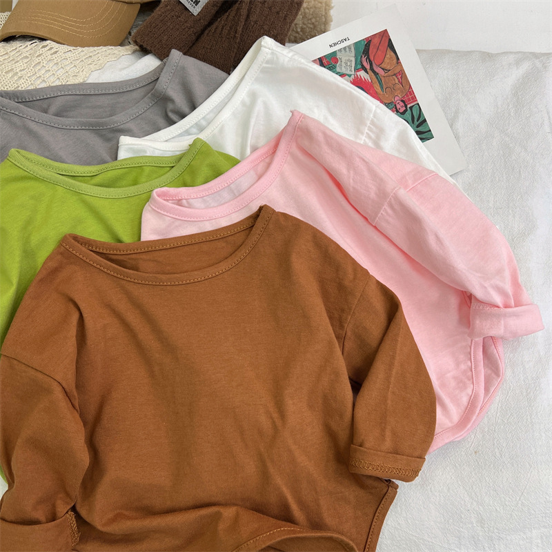 Children's Long Sleeve T-Shirt Cotton New Girls Backing Shirt Baby Inner Shirt Boys' Jacket Autumn Children's Wear Wholesale