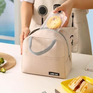 Solid Color Twill Lunch Bag Portable Insulation Bag Student Lunch Box Bag Meal Bag Insulation Bag Multifunctional Picnic Bag