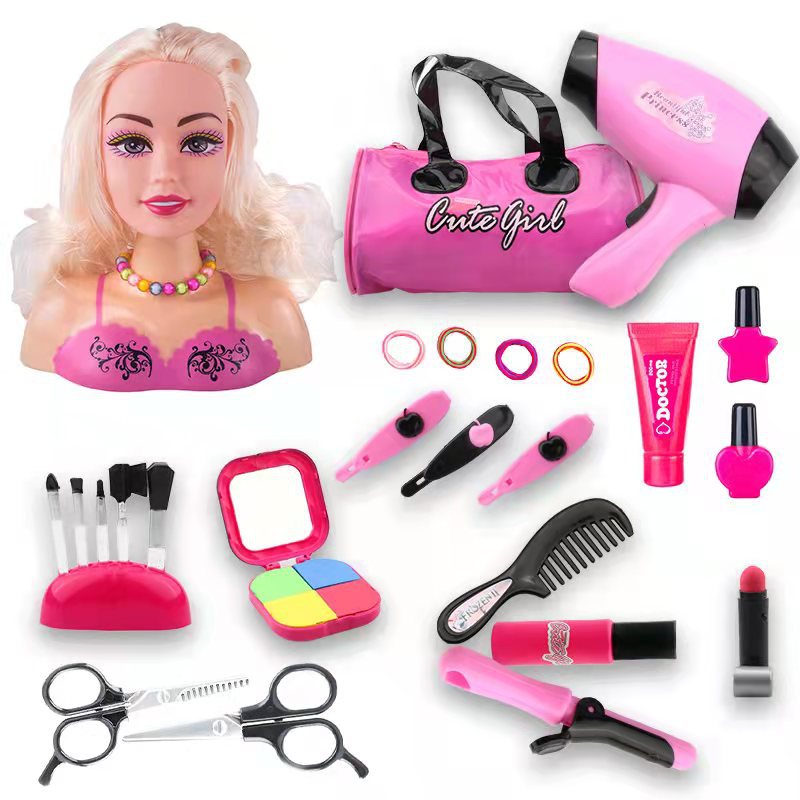 Girl's Simulation Half-length Model Doll Makeup Fashion Hairdressing and Hair Set Princess Play House Toys Cross-Border
