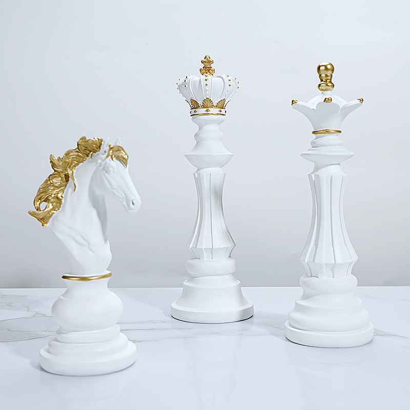 國際象棋擺件創意家居櫥窗展示櫃裝飾品黑色白色棋子擺設雕塑模型