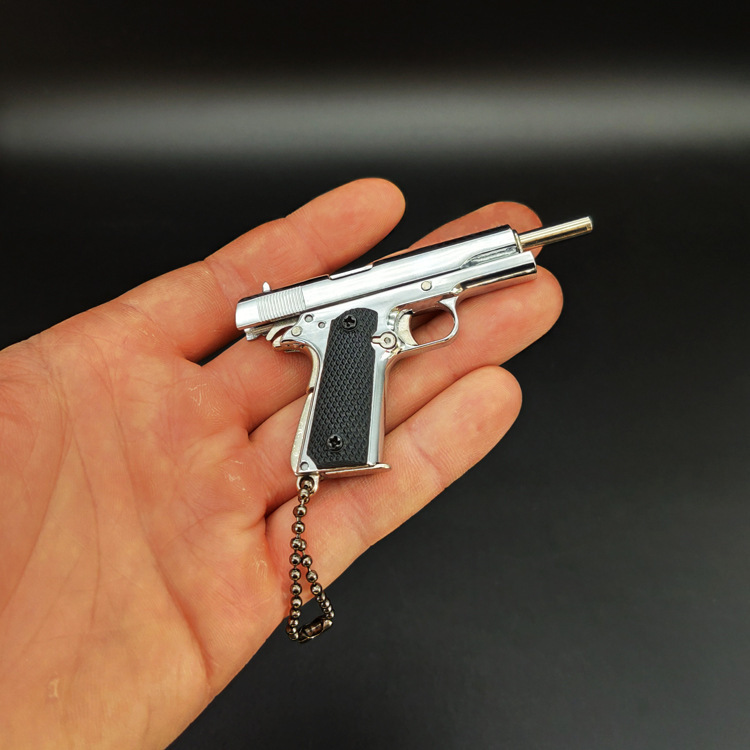 13 スケール光沢のある金属 1911 銃モデルおもちゃキーホルダーペンダントギフト Pubg ゾンビサバイバル周辺製品|undefined