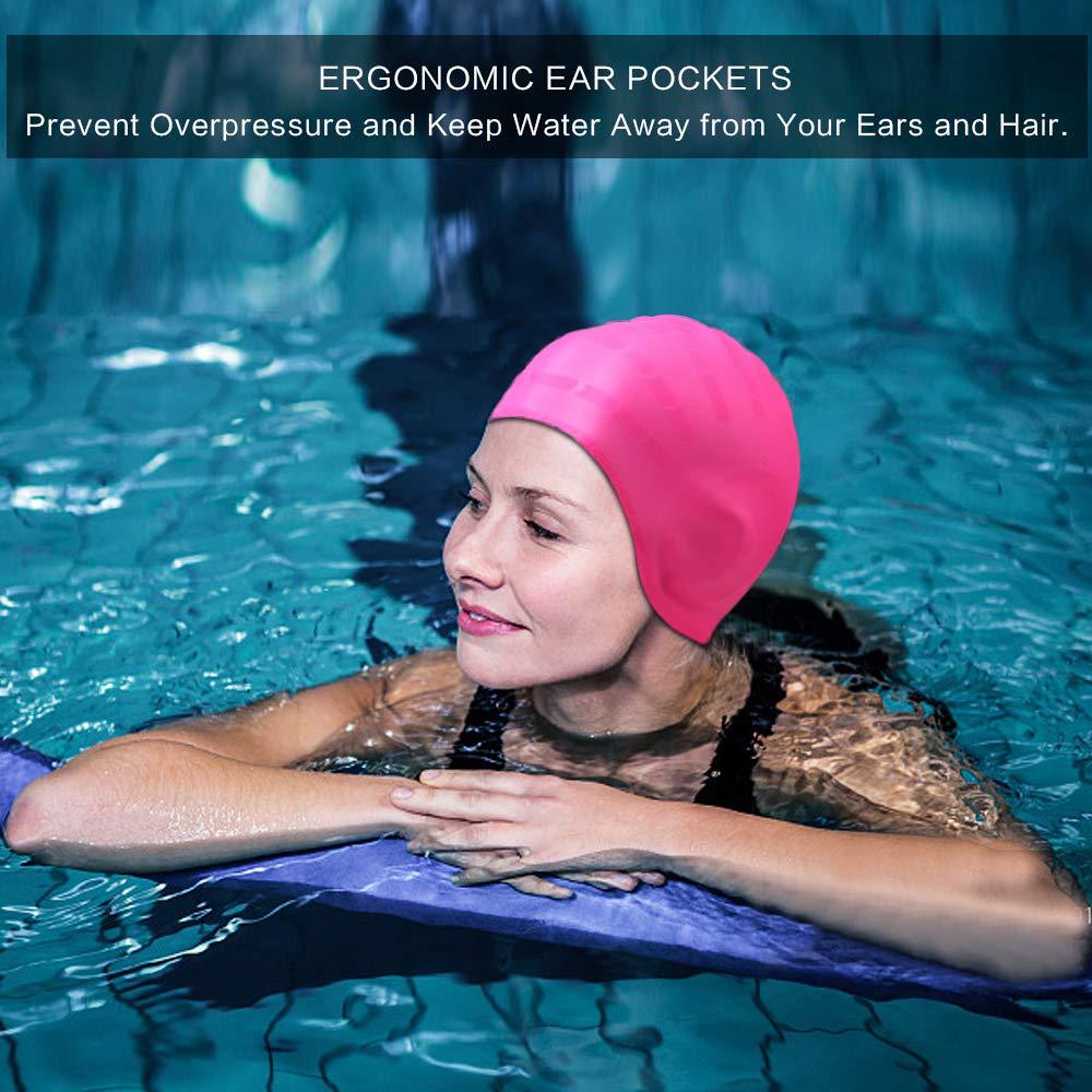 Adult children swimming cap silicone waterproof men and women water drop cap flat cap printed long hair protection large swimming cap