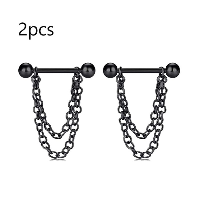 Stainless steel 14g punk style breast ring black electroplated rose nipple puncture body puncture jewelry