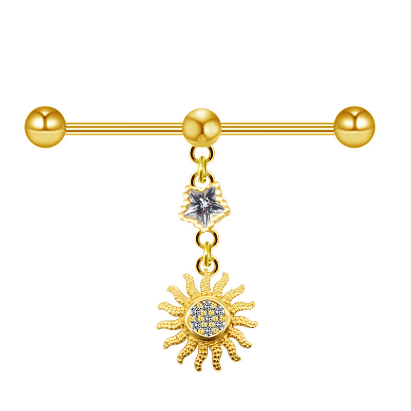Gabe European and American Cross-border Butterfly Earrings Heart-shaped Zircon Stainless Steel Sun Planet Long Ear Puncture Earrings