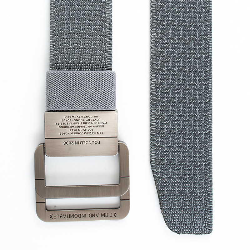 Square men's leather strap sport canvas belt alloy buckle hypoallergenic belt wholesale double buckle design factory direct sale