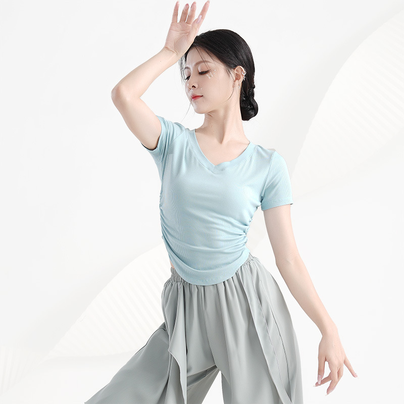 Chicken Heart Collar Modern Dance Basic Dance Clothing Women's Short-sleeved Classical Dance Chinese Dance Practice Clothing Art Test Body Basic Training