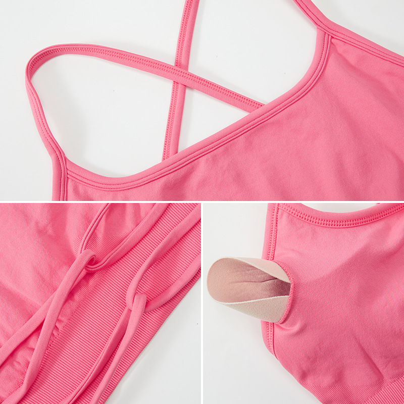 Cross-border new seamless sports underwear women's thin strap cross back yoga vest bra sports fitness top