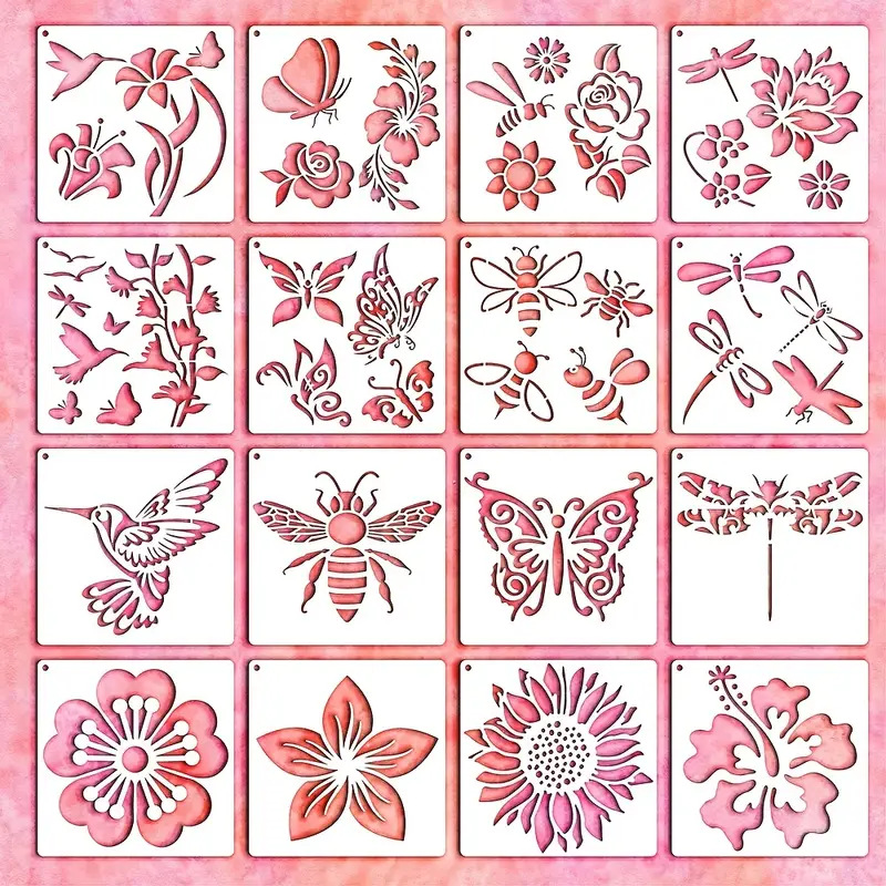 Cross-border explosions painting template insect flower painting template graffiti spray painting decoration washable reusable