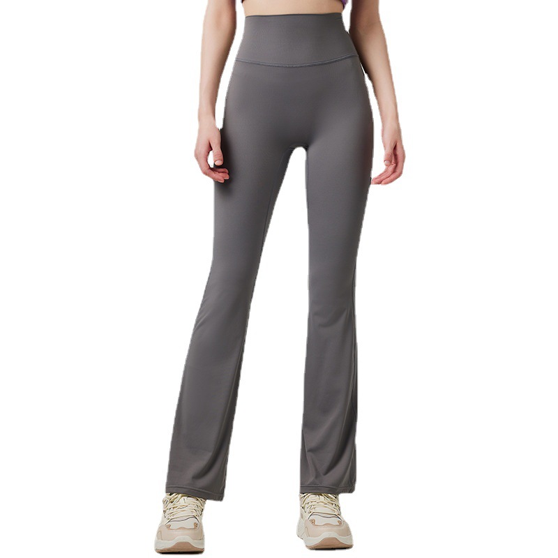 High Waist Hip-lifting Slim Flared Pants Women's Fitness Yoga Sports Dance Dipped Wide Leg Micro-pants Belly-closed for Summer