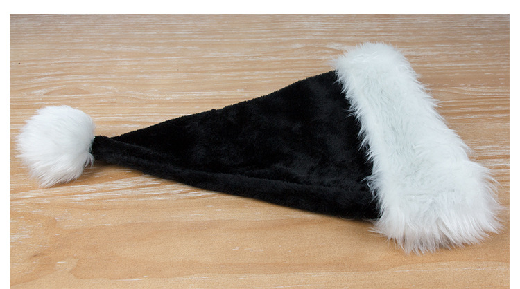 Yihang Cross-border New Black Plush Christmas Hat Thickened Plush Big Ball Christmas Halloween Party Hat_voghion.com