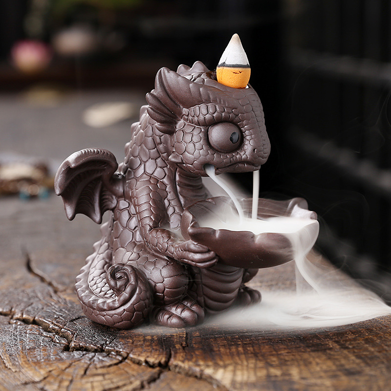 Cross-border exclusive for Amazon hot European-style home accessories creative small ornaments dinosaur treasure smoke backflow incense burner