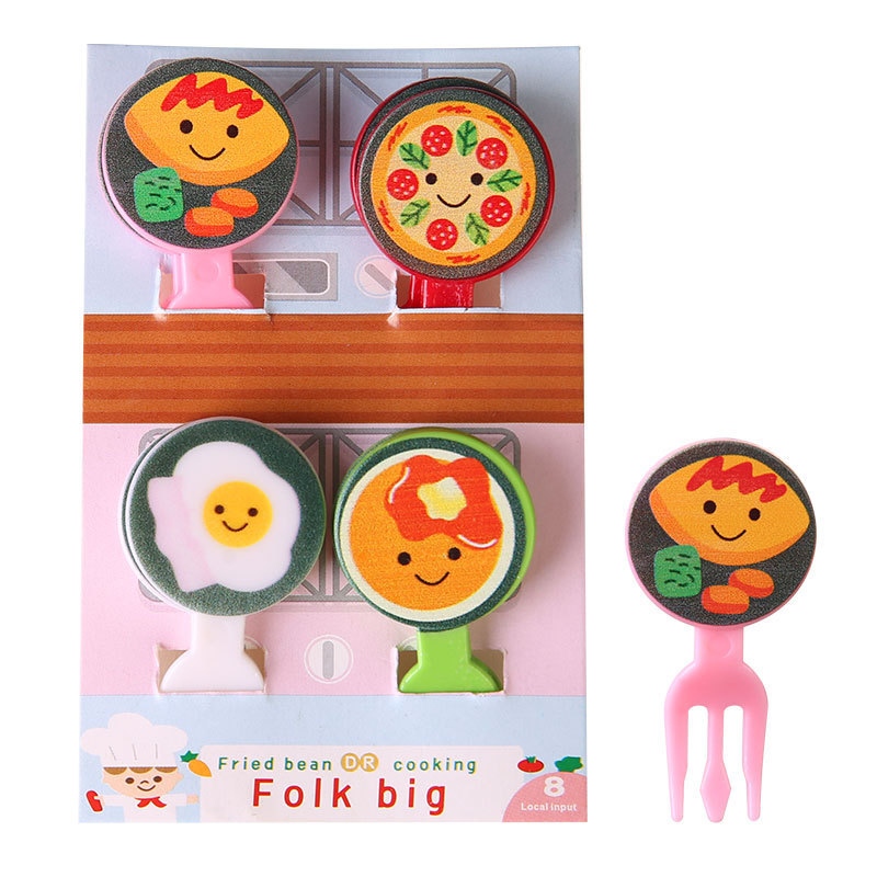Japanese Household Cartoon Fruit Fork Creative Children's Animal Cute Plastic Fruit Fork Set Bento Sign