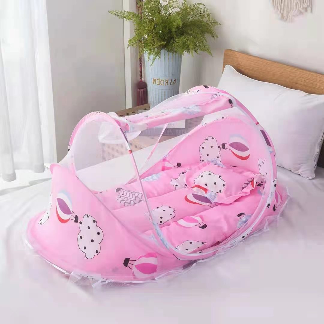 New Cartoon Sailing Baby Mosquito Net Big Bear Three-piece Set Foldable Yurt Baby Deer Mosquito Net