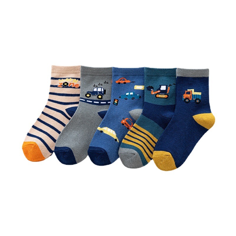 Strict selection of children's socks spring and autumn medium-sized cartoon dinosaur boys and girls students autumn and winter large children's socks wholesale