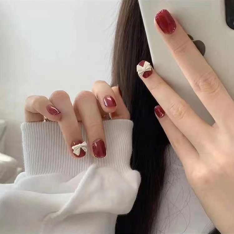 Nail jewelry bow three-dimensional simple frosted resin little fairy nail decorations