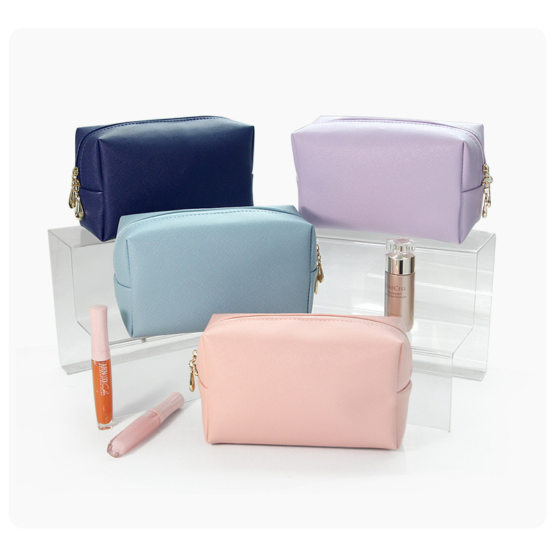 Cross-border Dopamine PU Leather Makeup Storage Octagonal Small Square Bag Simple Solid Color Gift Cosmetic Bag