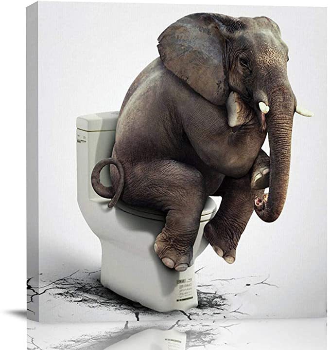 Amazon Bathroom Canvas Elephant Toilet Hot Cute Animal Hanging Painting Bathroom Toilet Decorative Painting Core