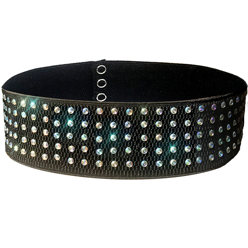 New AB Colorful Diamond Latin Dance Clothing Accessories Belt Women's Elastic Professional Performance Decoration High-end Adult Hot Diamond Waist Cover