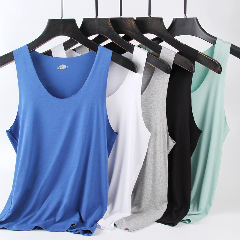 Summer men's modal vest plus size elastic youth waistcoat sports fitness sleeveless t-shirt bottoming shirt wholesale