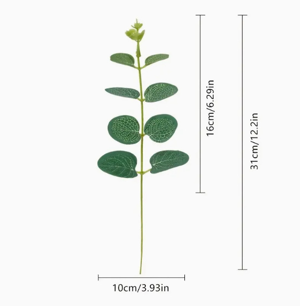 Nordic silk screen printing eucalyptus leaves wedding set accessories flower arrangement material simulation single eucalyptus chestnut
