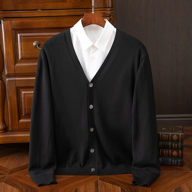 Classic V-neck cardigan men's sweater loose Korean style trendy all-match sweater coat top cardigan