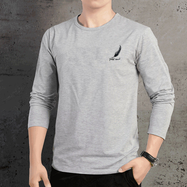 Spring and Autumn Men's Long-sleeved T-shirt Youth Pullover Loose Base Shirt Large Size Men's Junior Student Autumn Clothes Top