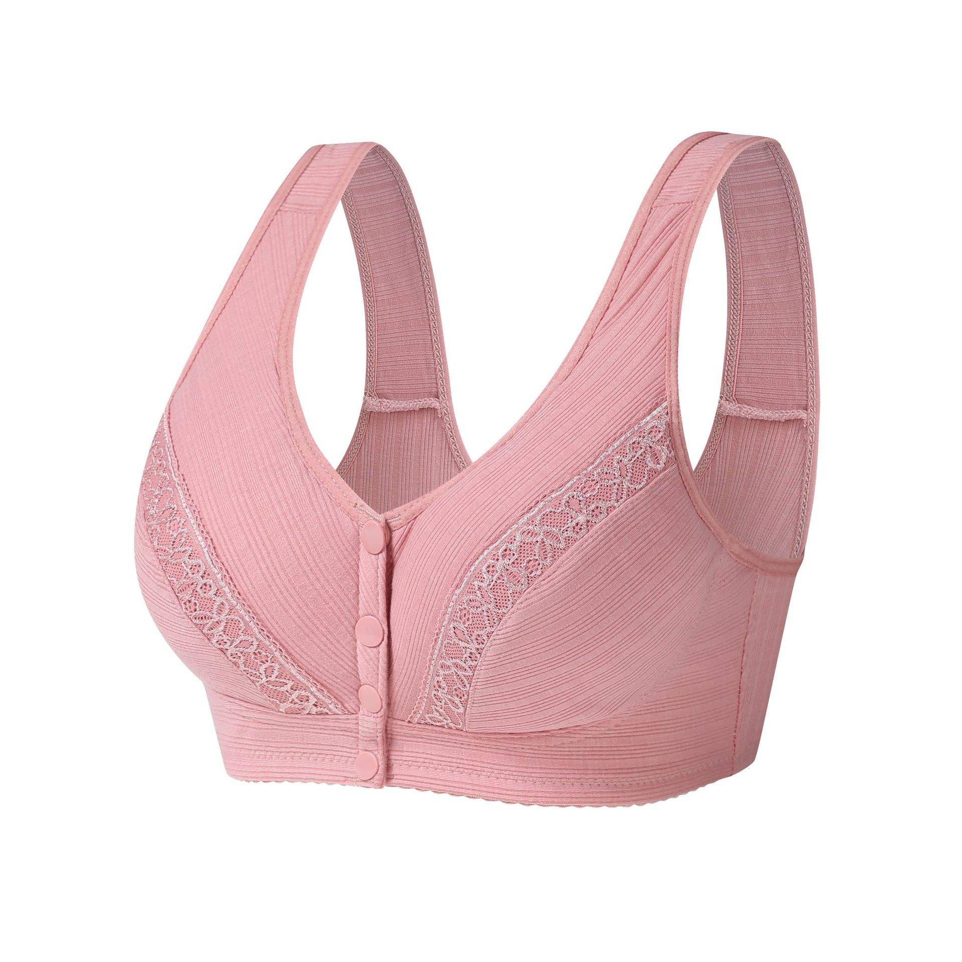 Wan Shu Ting Bra Without Steel Rings Vest-style Middle-aged and Elderly Bra Large Size Front Button Mother Underwear