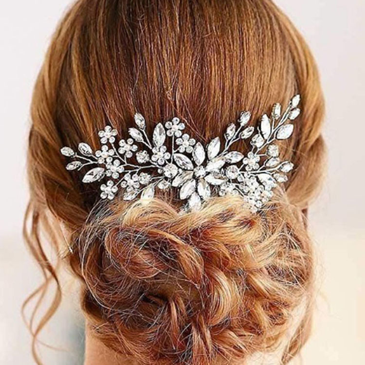 New European and American style bride headdress handmade hair accessories inlaid crystal hair comb wedding photo accessories wholesale