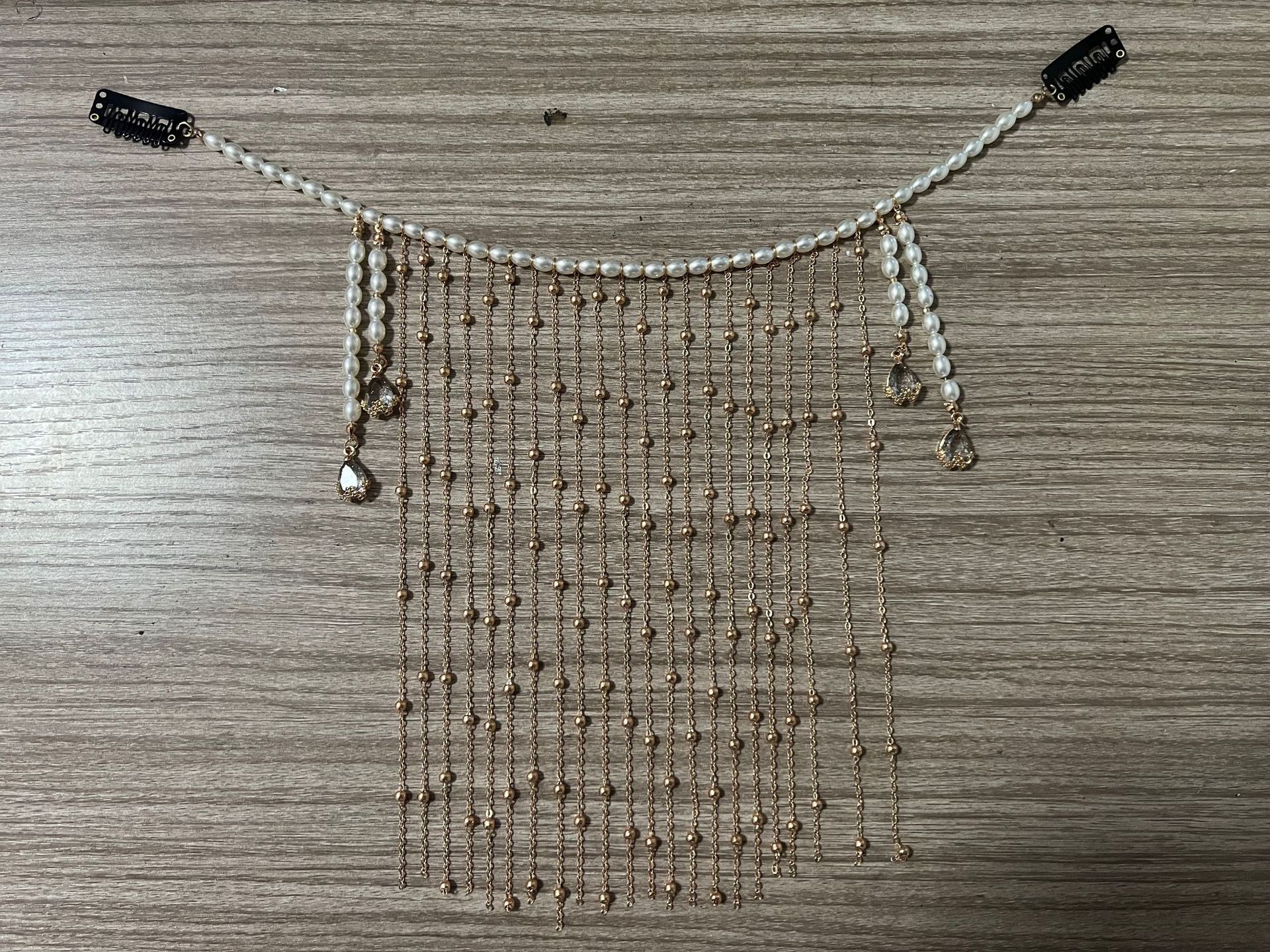 Rideau de surface Hanfu Voile antique Gland Oreilles suspendues Cheveux pour enfants Rideau de surface Couvre-visage Coiffe Ancienne Costery Bijoux assortis_voghion.com