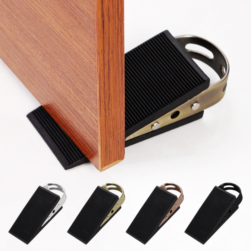 Household door stainless steel rubber bottom door plug bathroom silent double-sided rubber door resistance thickened anti-collision door plug