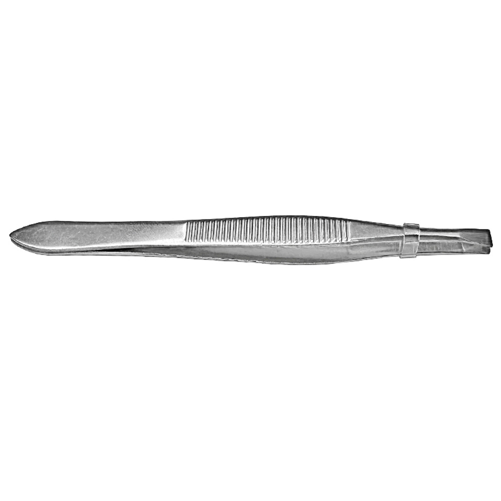 Beauty makeup tool flat oblique mouth stainless steel shock stripe horizontal pattern eyebrow clip eyebrow clamp open clamp tweezers