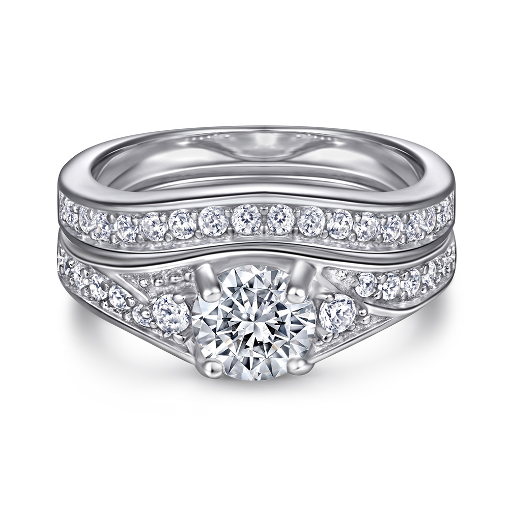 Tong Lin Jewelry S925 Sterling Silver Ring Female Niche Female Set Ring Zircon Ring European and American Fashion Ring New Cross-border