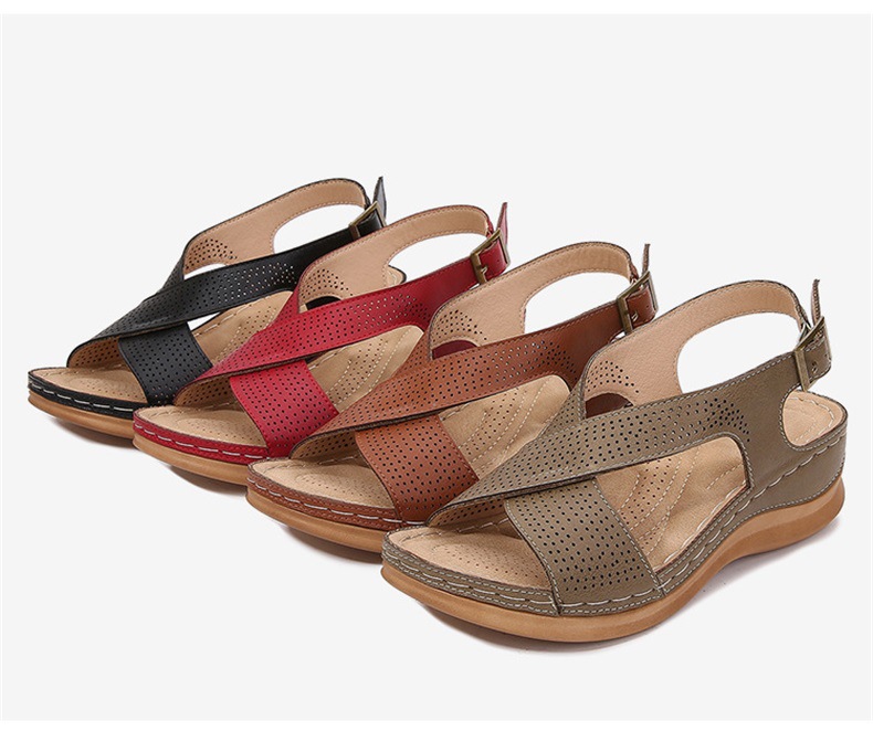 women's shoes women's Summer New Retro Bohemian Wedge Sandals Cross-border Large Size Sandals Buckle Sandals