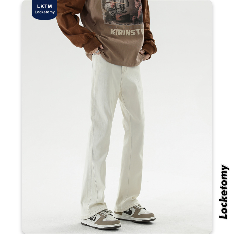 LKTM Men's# American Stretch Slim Fit Micro-lama Pants Men's High-end Summer Thin Fashion Brand All-match Denim Pants