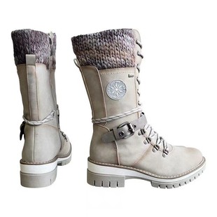 Large size martin boots women's 2023 autumn and winter foreign trade new European and American snow boots mid-tube thick heel round head women's knight boots